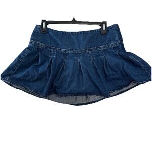 American Eagle High Rise Pleated Mini Skirt Women Size 4 Blue Denim Tennis Y2K